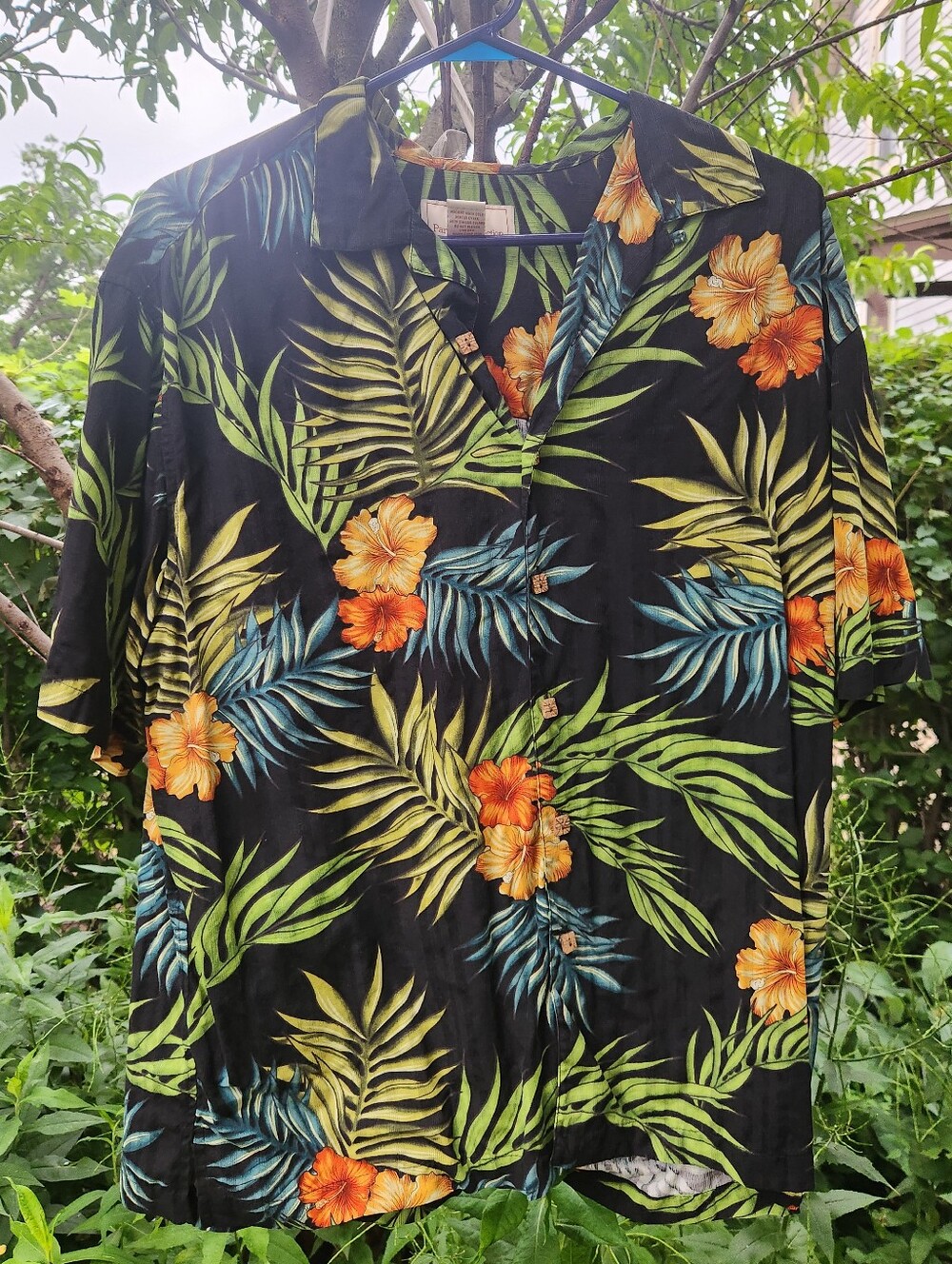 Paradise Collection, Men's Vintage Summer, Hawaiian, Tropical Silk Shirt Sz L